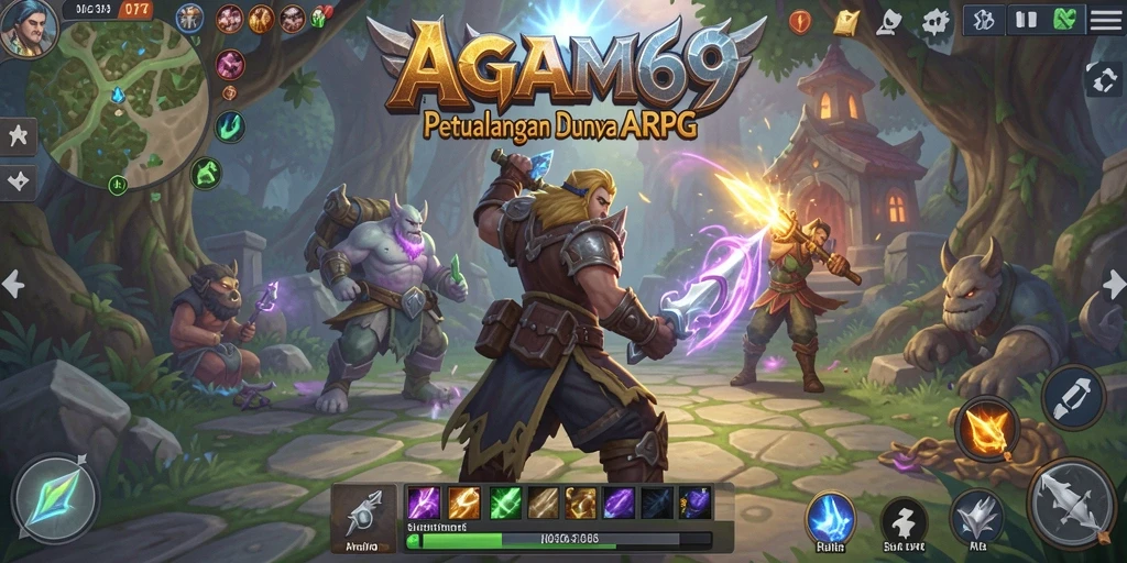 Screenshot utama AGAM69 menampilkan aksi pertarungan seru dalam gameplay ARPG.