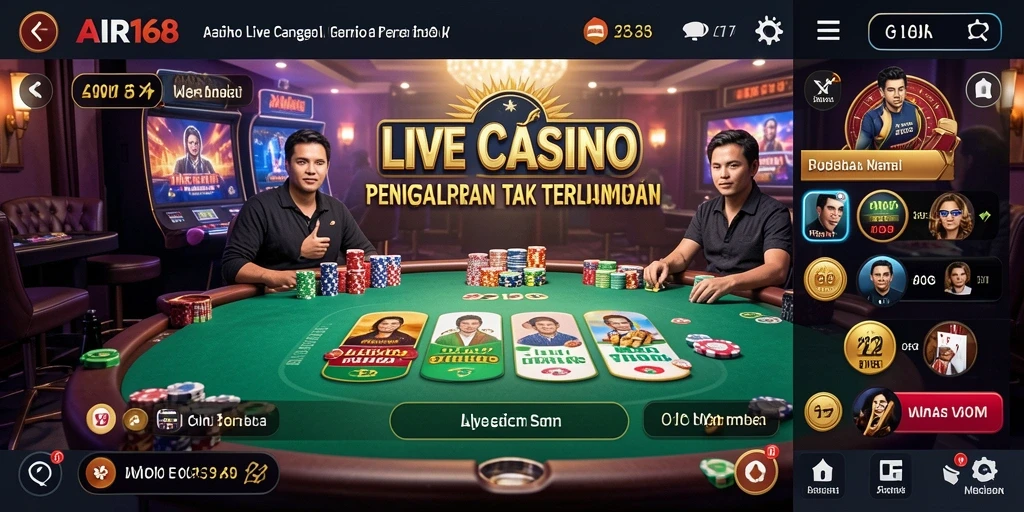 Tampilan gameplay menarik dari AIR168 dengan dealer langsung di Live Casino.