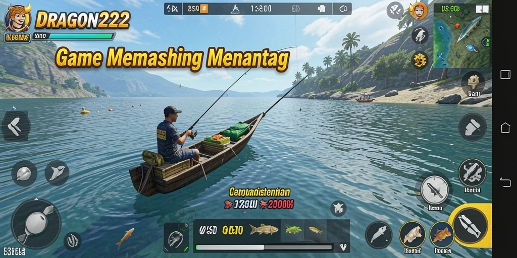 Tampilan gameplay memancing yang seru dan mendebarkan di DRAGON222.