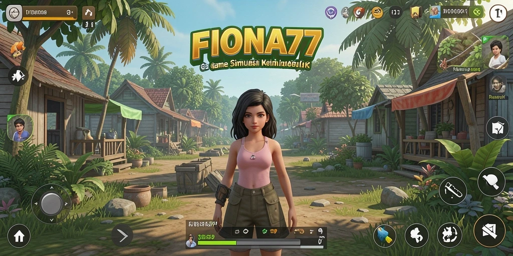Tangkapan layar permainan <strong>FIONA77</strong> menampilkan aktivitas simulasi kehidupan.