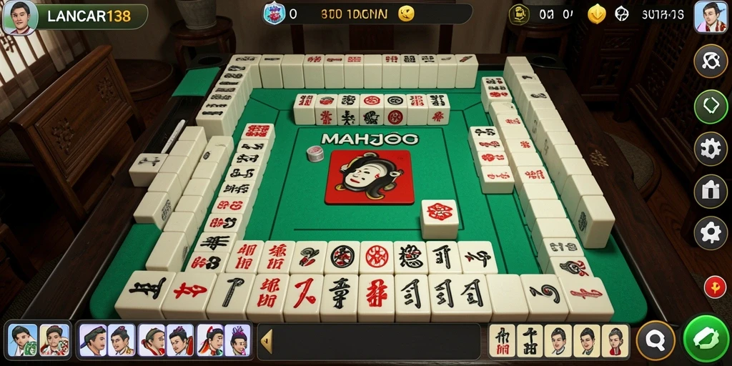 Tampilan gameplay LANCAR138 dengan batu Mahjong yang menarik.
