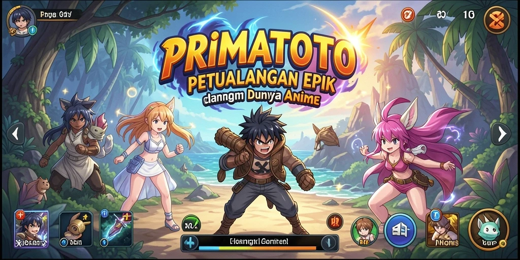 Tampilan menarik dari gameplay PRIMATOTO yang menampilkan karakter anime.