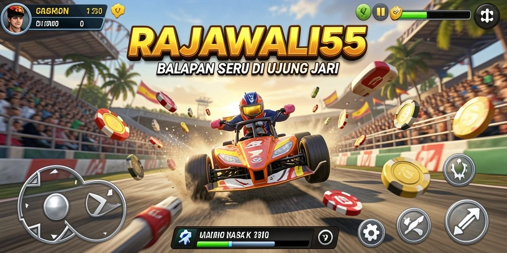 Tampilan gameplay balap yang mendebarkan di RAJAWALI55.