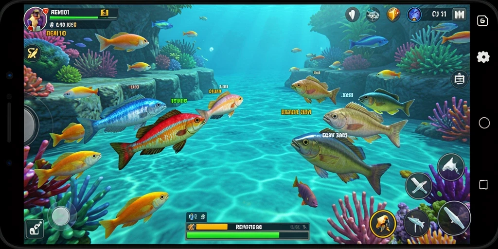 Gameplay seru Tembak Ikan di REMI101 dengan tampilan warna-warni.